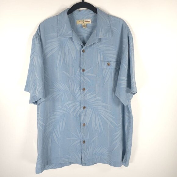 Tommy Bahama SILK Blend SS PALM FERN Print Button up Shirt Textured Size M - Picture 2 of 13